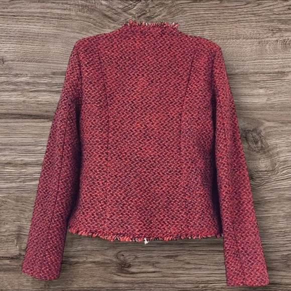Textured Red Fringe Jacket • Polished Office Layer • Medium - Picture 2 of 5